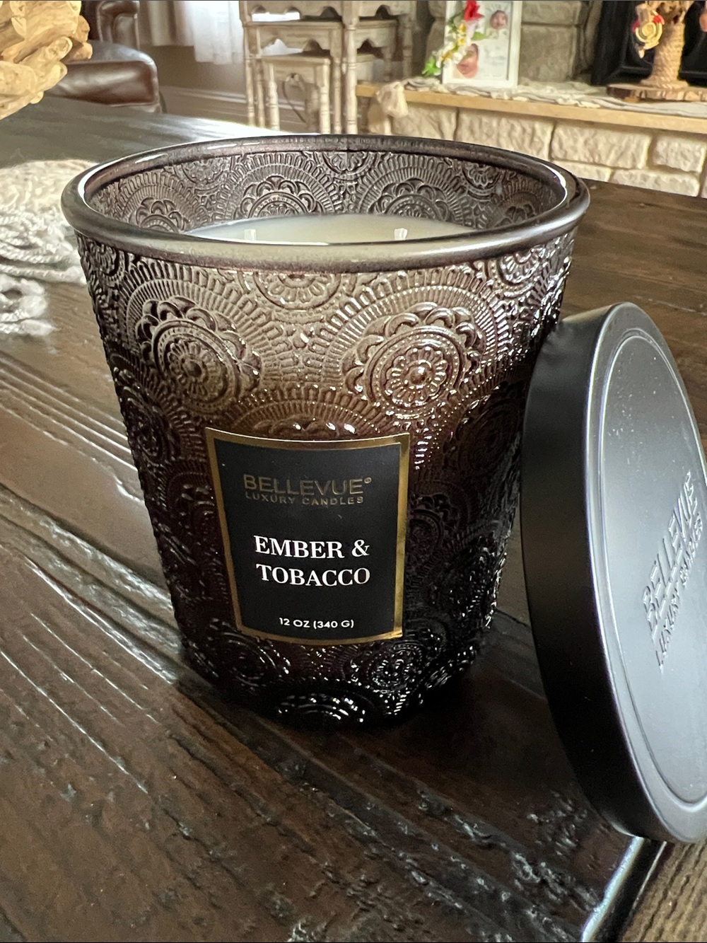 Ember & Tobacco Scented Candle - Brown Textured Glass